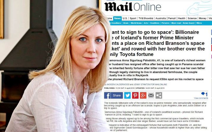 Daily Mail undirstrikar eldri frétt sína þar sem Richard Branson greinir frá því að Anna Sigurlaug hafi viljað með sér út í geim.