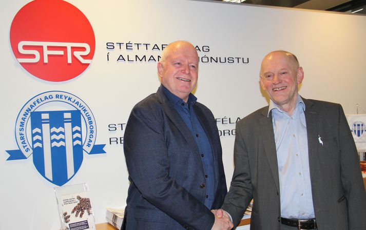 Árni Stefán Jónsson, formaður SFR (t.h.), og Garðar HIlmarsson, formaður Starfsmannafélags Reykjavíkurborgar (t.v.).