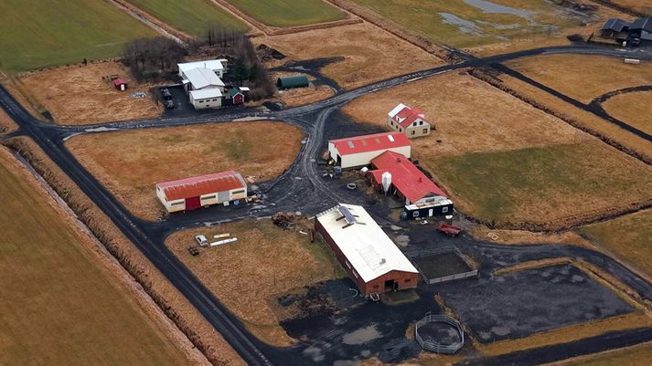 Loftmynd af Bakkakoti á Rangárvöllum.