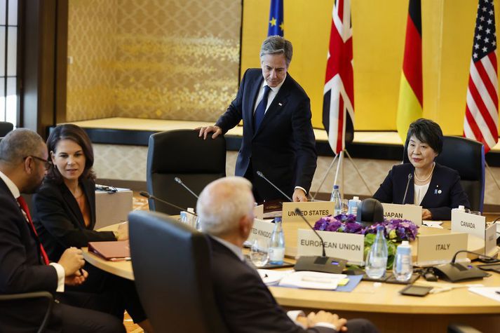 Utanríkisráðherrar G7 funduðu í Tókýó í morgun.