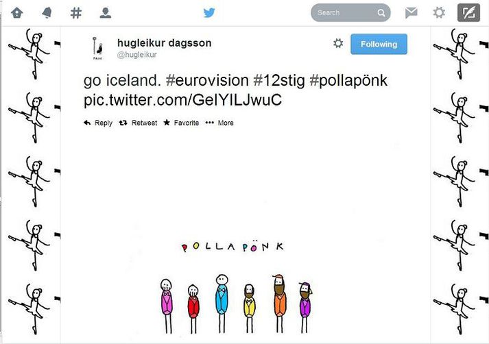 Vinsælasta Tístið á keppnisdag Eurovision var hvatning Hugleiks Dagssonar til Pollapönks rétt áður en þeir stigu á svið.
