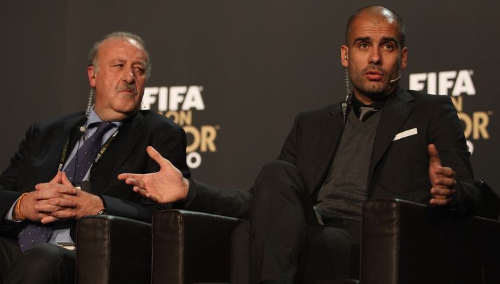 Vicente del Bosque og Pep Guardiola.