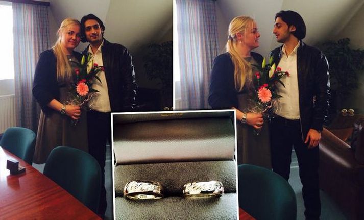 Margrét Lára og Hassan giftu sig í mars.
