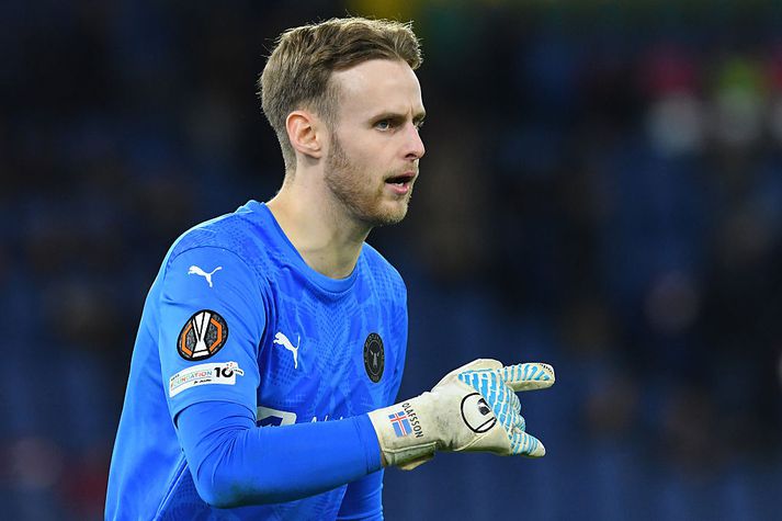 Elías Rafn Ólafsson varði mark Midtjylland gegn Genk í kvöld.