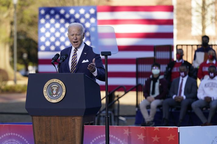 Joe Biden, forseti Bandaríkjanna, í Atlanta í Georgíu.