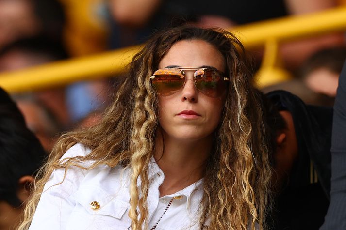 Rute Cardoso, ekkja Diogo Jota, sér hér þegar hún mætti á leik Wolves og Manchester City í ensku úrvalsdeildinni í vetur.