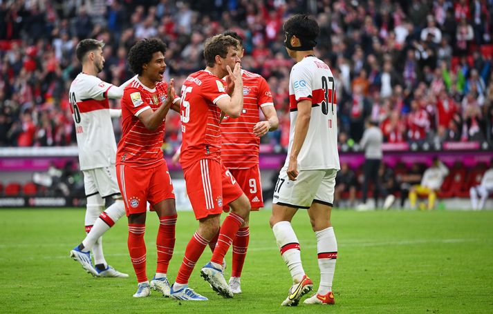 Serge Gnabry og Thomas Müller skoruðu mörk Bayern München í leiknum í dag. 