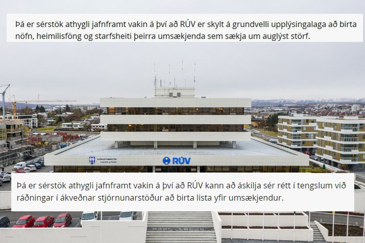 Í fyrri útgáfu persónuverndaryfirlýsingarinnar var vísað til skyldu stofnunarinnar til þess að birta lista yfir umsækjendur í auglýst störf. Því hefur verið breytt. 