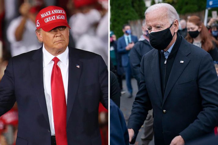 Trump er nú með forskot í nokkrum ríkjum en Biden gæti vel náð yfirhöndinni.