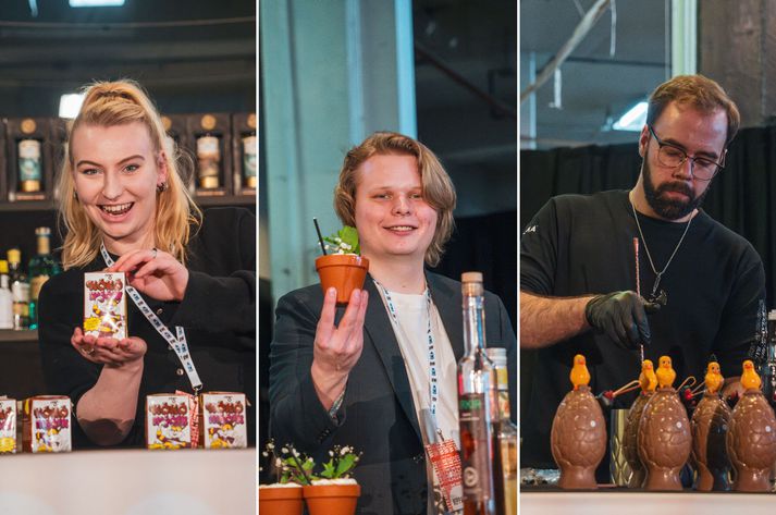 Frá vinstri eru barþjónarnir Kría Freysdóttir,  Sindri Snær Tryggvason og Sigurhans Óskar Sigurhansson. 