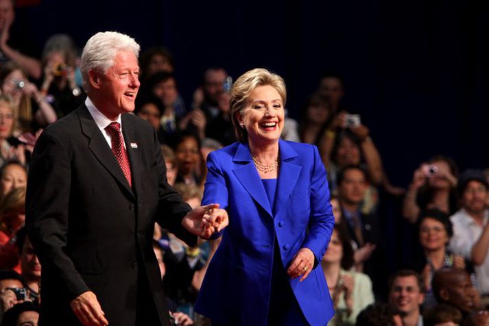 Pólitísku hjónin Hillary og Bill Clinton