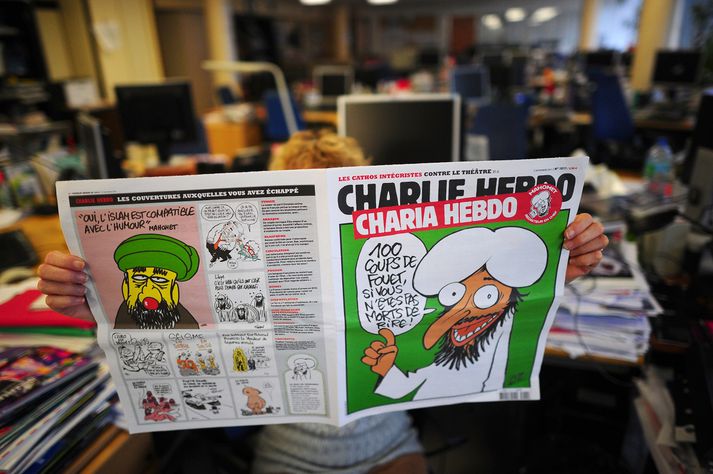 Charlie Hebdo gerðu grín að öllu og öllum. Þessar myndir hleyptu öllu í bál og brand. Þeim er nú dreift um allt net, á Facebook og Twitter til að sýna hinum föllnu samúð og til að lýsa yfir samstöðu með tjáningarfrelsinu.