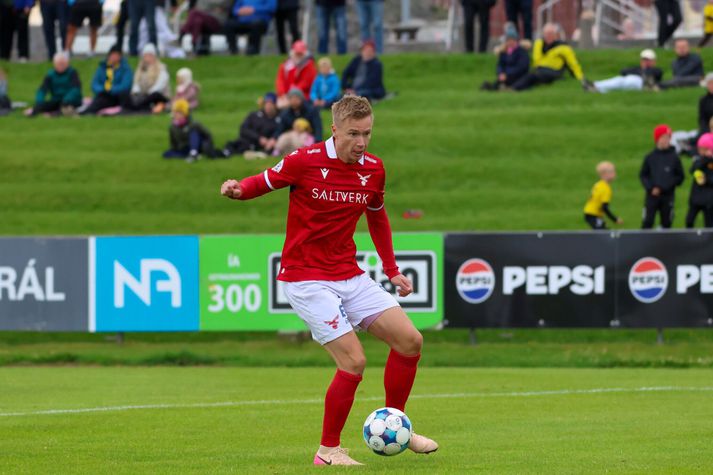 Patrick Pedersen augnabliki áður en markametið var slegið.