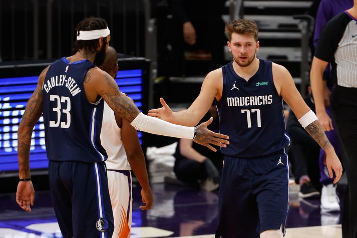 Luka Doncic bauð upp á þrefalda tvennu gegn Houston Rockets.