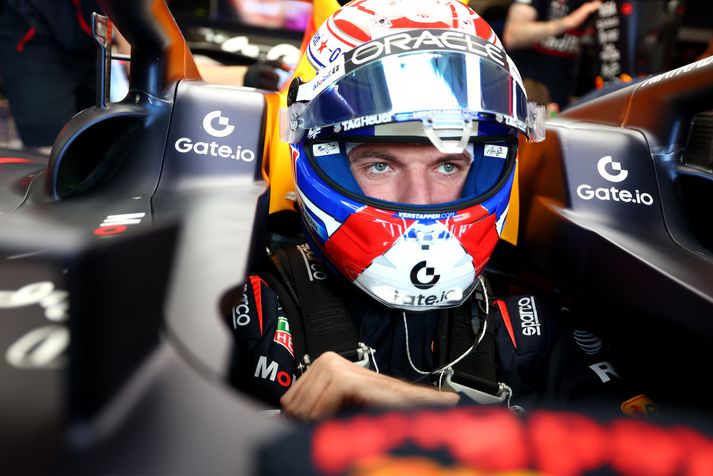 Einbeittur Max Verstappen tók fram úr á fyrsta hring og hélt forystunni til enda. 