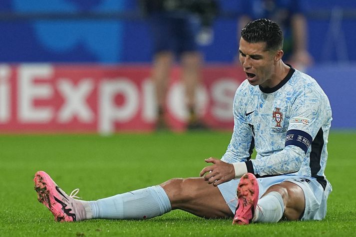 Cristiano Ronaldo var verulega pirraður í leiknum gegn Georgíu.