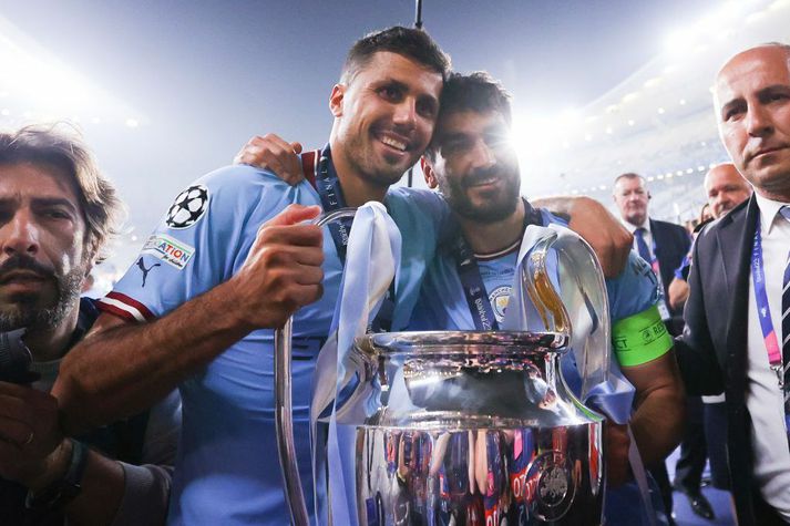 Rodri og Ilkay Gündogan unnu meðal annars Meistaradeild Evrópu saman sem liðsfélagar hjá Manchester City.