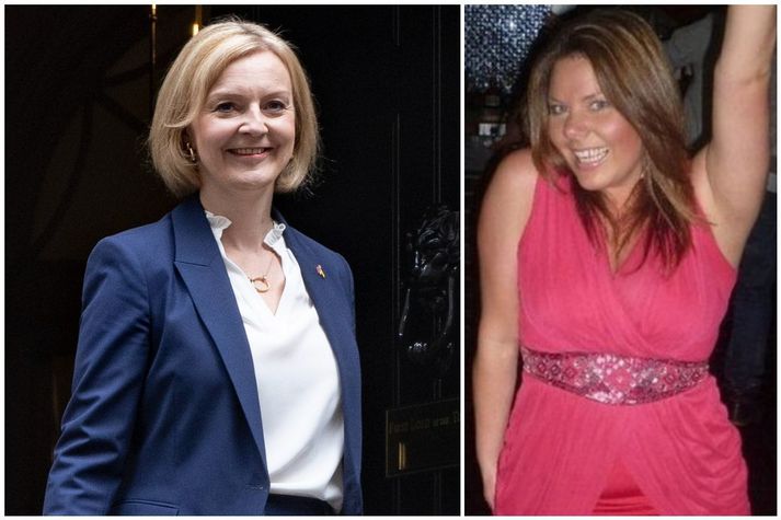 Liz Truss (t.v.) og næstum því nafna hennar, Liz Trussel.