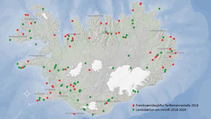 Kort af þeim stöðum sem fá fjármagn til uppbyggingar.