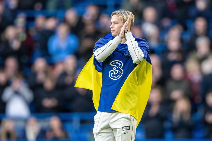 Mykhailo Mudryk var kynntur fyrir stuðningsmönnum Chelsea í hálfleik í leiknum gegn Crystal Palace í dag.