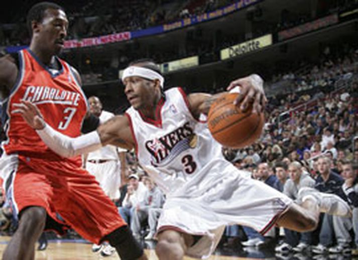 Allen Iverson í leiknum í nótt. Hann fór á kostum og skoraði 43 stig.