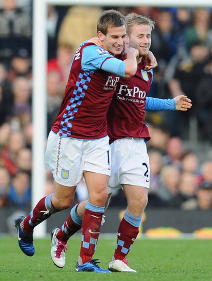 Albrighton og Bannan fagna í dag.