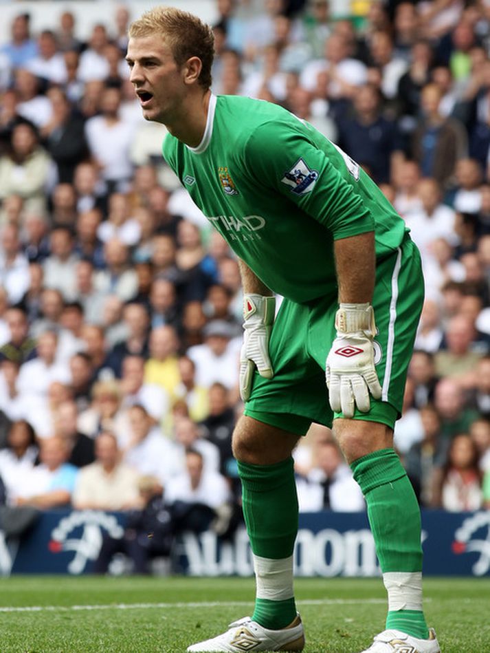 Joe Hart einbeittur í markinu í dag.