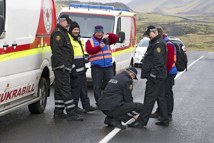 Mikill viðbúnaður var á vettvangi vegna slyssins.