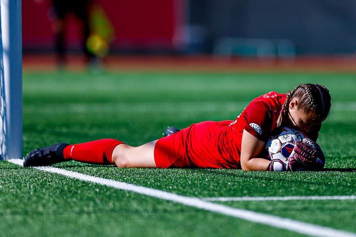 Guðný Geirsdóttir lagði upp sigurmark ÍBV í kvöld.