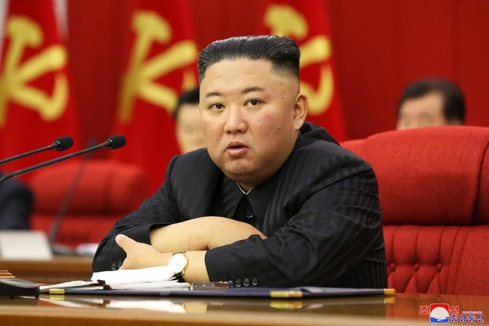 Hinn 37 ára Kim Jong-un hefur stýrt Norður-Kóreu frá árinu 2011.