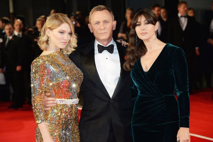 Aðalstjörnurnar Lea Seydoux, Daniel Craig og Monica Bellucci.