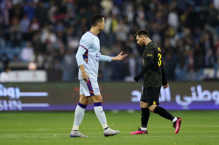 Cristiano Ronaldo og Lionel Messi háðu enn eina baráttuna í kvöld.