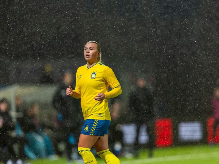 Kristín Dís skoraði gott mark fyrir Bröndby í dag.