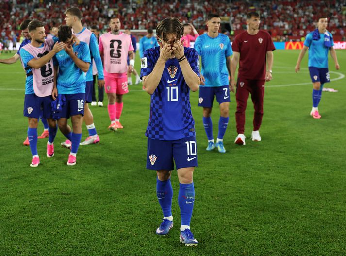 Luka Modric lék sinn síðasta HM-leik á ferlinum og var að sjálfsögðu svekktur og sár í leikslok.