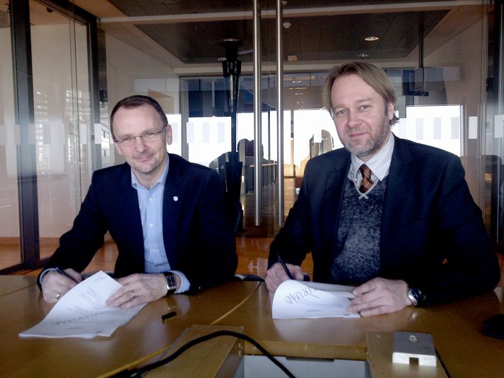 Skúli Skúlason, framkvæmdastjóri þjónustusviðs OR, og Snorri Páll Jónsson, viðskiptastjóri hjá Advania.