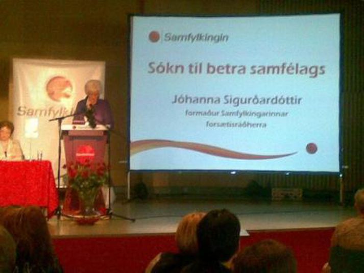 Jóhanna Sigurðardóttir setti flokksstjórnarfund Samfylkingarinnar í dag. Mynd/ Sigurjon.
