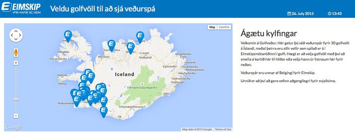 Eimskip sér um veðurspánna í samstarfi við Belging.