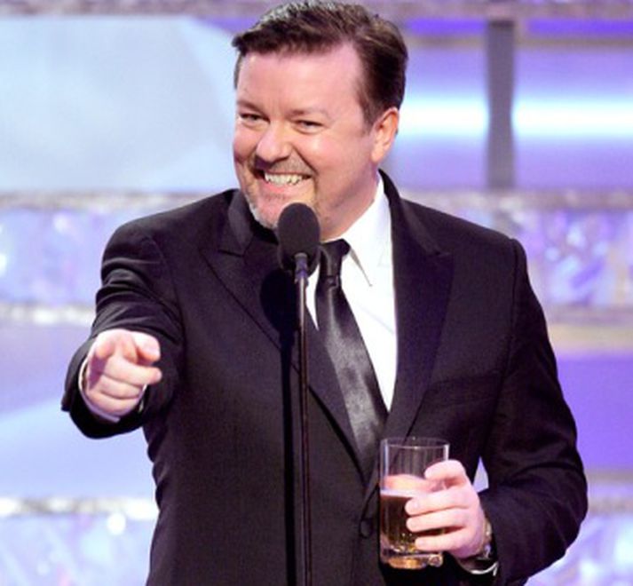 Ricky Gervais verður kynnir á hátíðinni í kvöld.