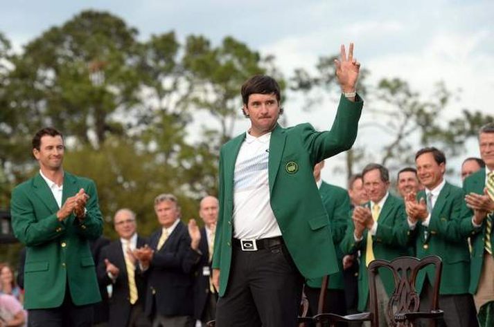 Bubba Watson fagnar í græna jakkanum