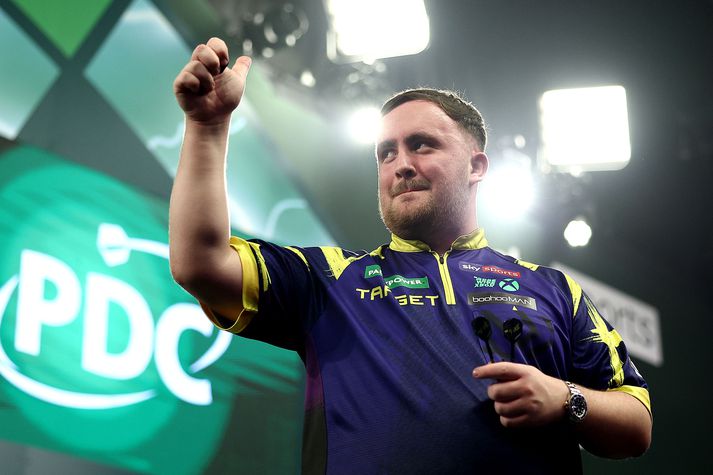 Luke Littler spilaði frábærlega í úrslitaleiknum í Ally Pally í kvöld.