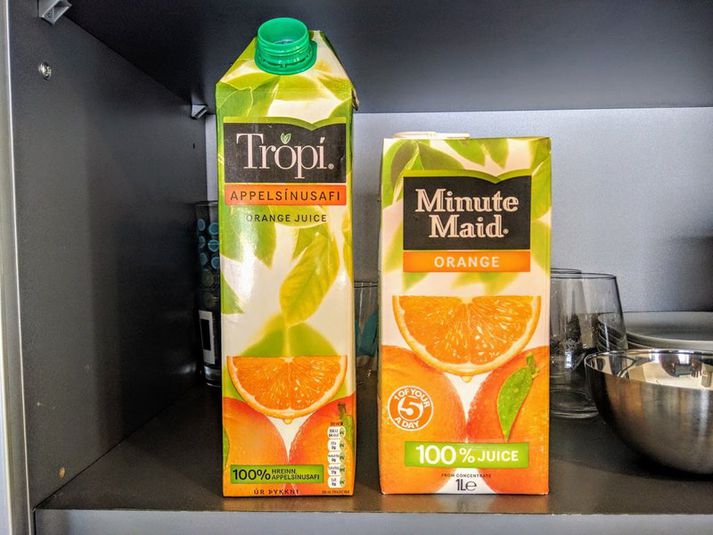 Útlit og innihald Trópí og Minute Maid var nánast alfarið eins.