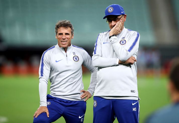 Zola og Sarri mynduðu þjálfarateymi Chelsea