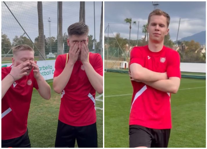 Bjarni Guðjón Brynjólfsson er kominn heim í Þór og sumir verðandi liðsfélagar hans trúðu ekki hvað þeir sáu á æfingu.