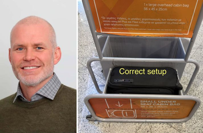 Aðalsteinn má vera stoltur af baráttu sinni fyrir hönd neytenda. Koma verður í ljós hvort flugfélagið geri breytingar á mæligrind sinni víðar en á Gatwick-flugvelli í London.