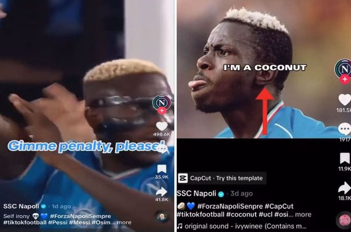 Victor Osimhen varð fyrir aðkasti í myndböndum á TikTok síðu Napoli.