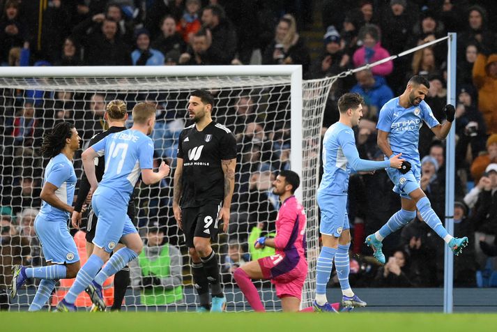 Riyad Mahrez skoraði tvö mörk fyrir City í dag.