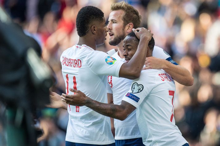 Marcus Rashford, Harry Kane og Raheem Sterling þurfa að fara í skimun á Keflavíkurflugvelli.