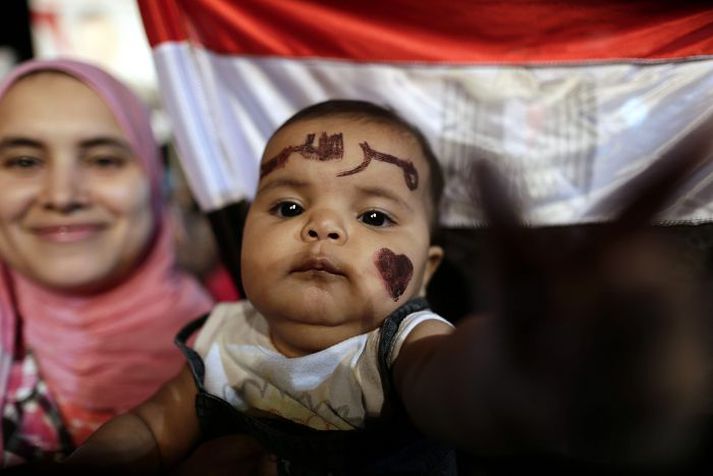Hinn brottrekni Morsi nýtur enn fylgis í Egyptalandi. Einnig meðal þeirra allra yngstu. MYND/AP