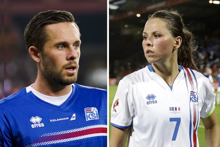 Gylfi Þór og Sara Björk eru stjörnuleikmenn íslensku landsliðanna.