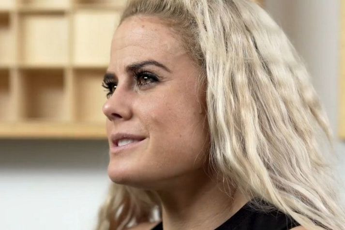 Sara Sigmundsdóttir í viðtalinu þar sem hún fór yfir meiðslin og framhaldið.